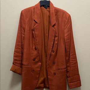 Express Rust Double-Breasted Blazer